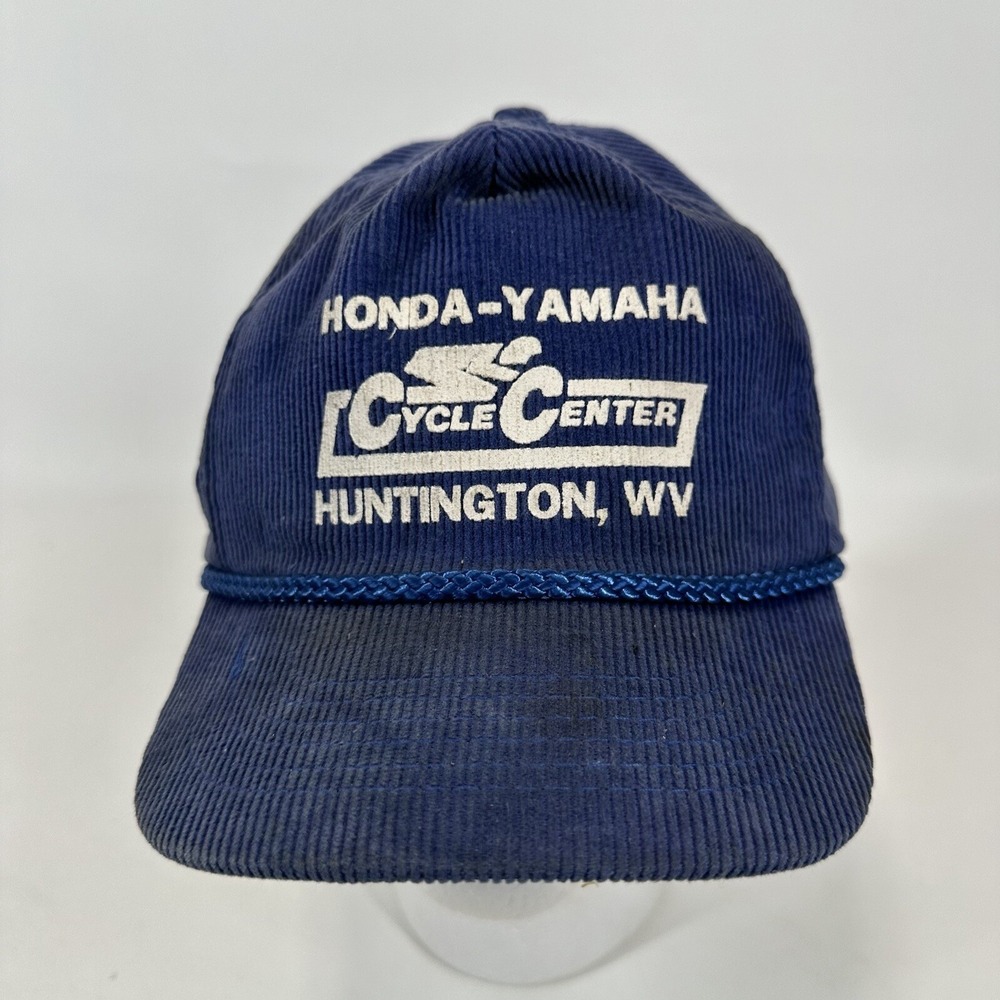 Honda Yamaha Corduroy Hat cap Vintage Blue Rope‎